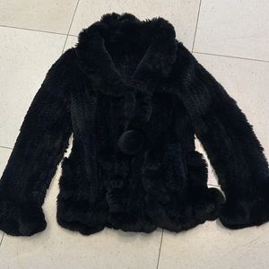 Rabbit fur knitted jacket size S